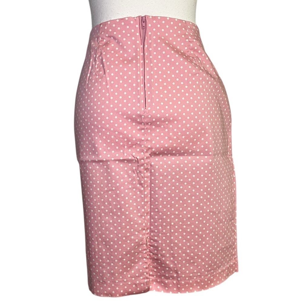 Retro Pink & White Polka Dot High-Waisted Pencil Skirt | Y2K Barbiecore Pin-Up - Picture 2 of 15